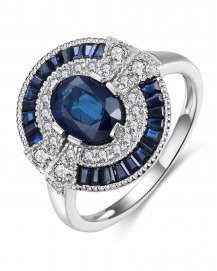 OVAL SAPPHIRE DIAMOND RING (TR4238)